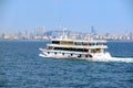 Public ferry boat in Marmaris sea with view to Istanbul city Royalty Free Stock Photo