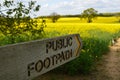 Public footpath sign in the English countryside.