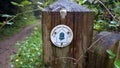 Public footpath sign for the Thames Path National Trail