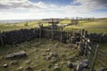 Public footpath signposts in landscape in Peak District UK on su Royalty Free Stock Photo