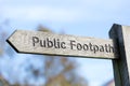 Public Footpath wooden rustic direction sign