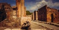 Public fountain with hercules that kills the lion in the streets of Pompeii Royalty Free Stock Photo