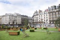 Public garden at front of Gare de Paris-Est or Paris Gare de l`est railway station in Paris, France Royalty Free Stock Photo