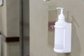 Public hand disinfectant sanitizer dispenser available in hospital for hygiene