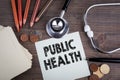 Public Health. Desk with stetascope, background for medical care