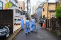 Public health officer make the record of population of crows and birds on building in the city of Tokyo