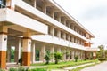 Public high school building. View of secondary or primary school architecture with green lawn with playground in Thailand, Royalty Free Stock Photo