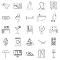 Public house icons set, outline style Royalty Free Stock Photo