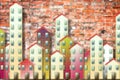 Public housing concept image painted on a brick wall - Concept image with pixelation effect - I`m the copyright owner of the