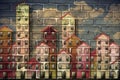 Public housing concept image painted on a danish brick wall - I`m the copyright owner of the graffiti images used in this picture