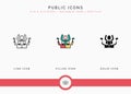 Public icons set vector illustration with solid icon line style. Government people election concept. Royalty Free Stock Photo