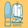 Public ironing self service facility flat vector