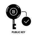 public key icon, black vector sign with editable strokes, concept illustration Royalty Free Stock Photo