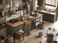 Public kitchen not cleaned. Royalty Free Stock Photo