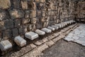 A public latrine, Remains of an Ancient City of Beit She`an. Beit She`an National Park in Israel