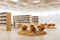 Public library reading room interior with lounge area Royalty Free Stock Photo