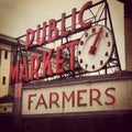 Public Market Pike Place Seattle Retro Royalty Free Stock Photo