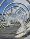 Public metal decorative structures in front of the Shenzhen Bay Glory Ferris wheel in China