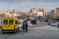 The public minibus and the passengers in front of Ulan-Ude railway station.