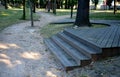 public multifunctional stage to entertain friends theater at family school celebrations and occasions in the forest park wooden