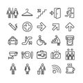 Public Navigation Signs Black Thin Line Icon Set. Vector Royalty Free Stock Photo