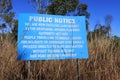 Public notice sign on traditionally-owned Aboriginal Australians community land