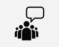 Public Team Opinion Leader Speech Speak Up Advocacy Union Group Protest Request Black and White Icon Sign Symbol Vector Clipart