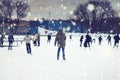 Public outdoor ice skating rink in Riga, Latvia