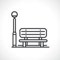 Public park bench line icon