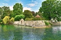 Public park with canal called `Stadtgarten` located at Lake Constance near harbor of Konstanz city in Germany Royalty Free Stock Photo