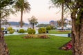 Public park Jardines de Piquio. Sunset. Santander, Cantabria, Spain Royalty Free Stock Photo