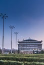 The public park and the main building of Politehnica University of Bucharesi Royalty Free Stock Photo