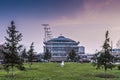 The public park and the main building of Politehnica University of Bucharest Royalty Free Stock Photo
