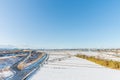 Public park with white snow Royalty Free Stock Photo