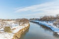 Public park with white snow Royalty Free Stock Photo