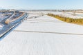 Public park with white snow Royalty Free Stock Photo