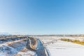 Public park with white snow Royalty Free Stock Photo