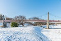 Public park with white snow Royalty Free Stock Photo