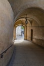 Public passage through castle in Cesky Krumlov Royalty Free Stock Photo