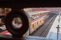 public passenger trains on Luz Station in Sao Paulo city Royalty Free Stock Photo