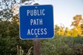 Public Path Access sign leads pedestrians to the trail