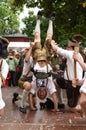 Public performance of a traditional Austrian folk dance at the farmers` market in Mondsee Royalty Free Stock Photo