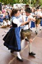 Public performance of a traditional Austrian folk dance at the farmers` market in Mondsee Royalty Free Stock Photo