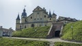 Public place of Nesvizh Castle, Belarus. Medieval castle and palace. Restored medieval fortress. Heritage concepts.