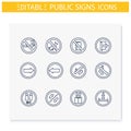 Public place signs line icons set Royalty Free Stock Photo