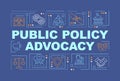 Public policy advocacy word concepts dark blue banner