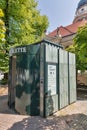 BERLIN, GERMANY - JULY 14,2018: Public portable city toilette. Wall GmbH is the German company providing street furniture. Berlin