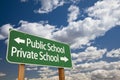 Public or Private School Green Road Sign Over Sky