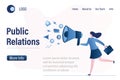 Public relations and affairs, communication landing page template. PR agency and jobs concept web banner