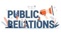 Public relations concept. Idea of making announcements through mass media Royalty Free Stock Photo